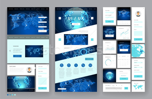 Website template design with interface elements Stock photo © ildogesto