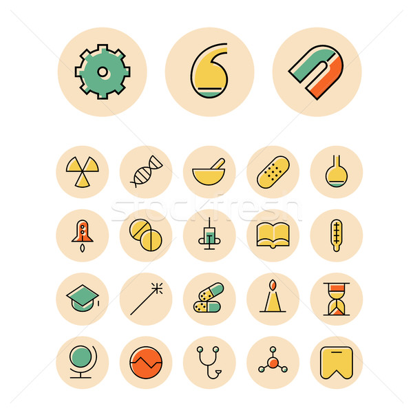 Thin line icons for science and medical Stock photo © ildogesto