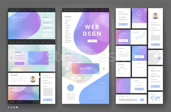 Website template design with interface elements Stock photo © ildogesto