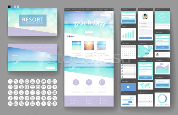 Website design template and interface elements Stock photo © ildogesto