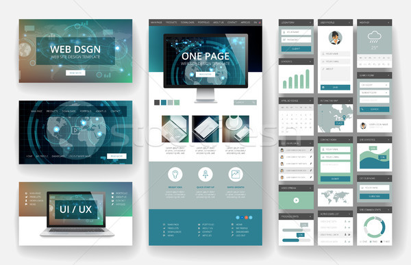 Website design template and interface elements Stock photo © ildogesto