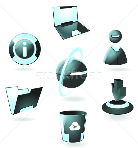 Symbole Laptop Benutzer Web info Ordner Stock foto © ildogesto