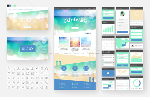 Website design template and interface elements Stock photo © ildogesto