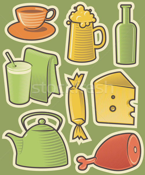 Color icons with food Stock photo © ildogesto