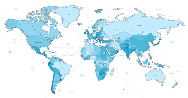 Lichtblauw gedetailleerd wereldkaart kleuren wereldbol kaart Stockfoto © ildogesto