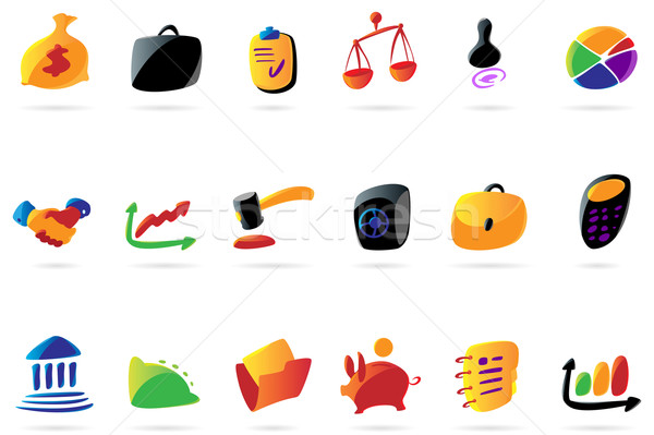 Colorful business, finance and legal icons Stock photo © ildogesto