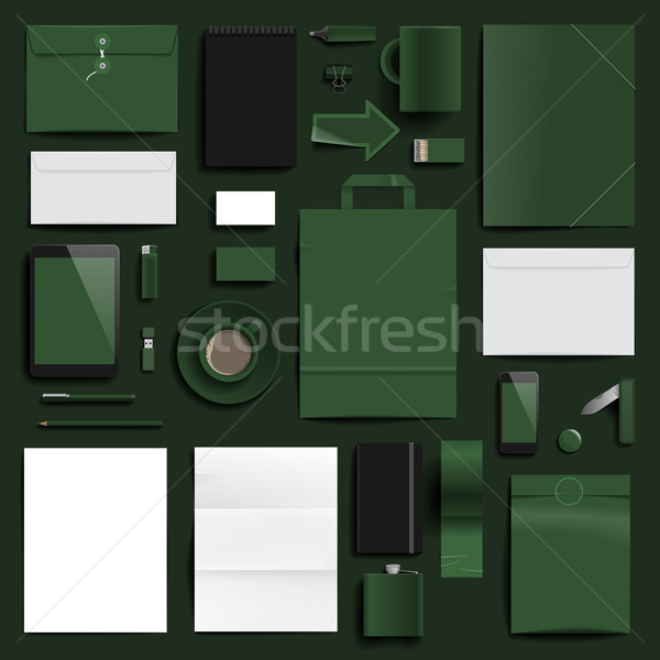 корпоративного личности шаблон темно зеленый слой Сток-фото © ildogesto