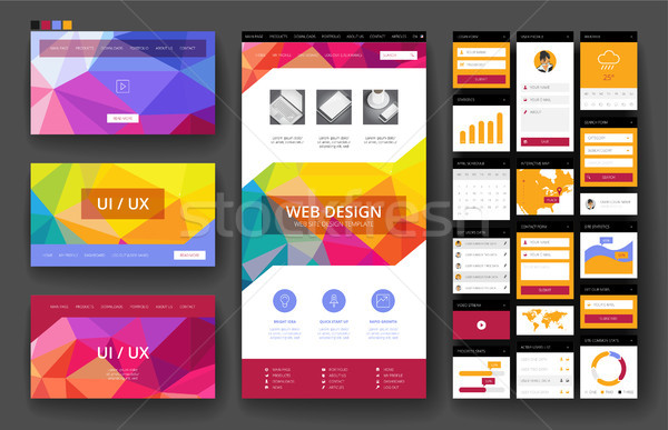 Website design template and interface elements Stock photo © ildogesto