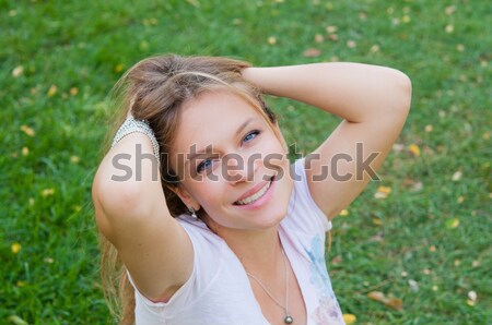 girl breathing in wild nature Stock photo © ilolab