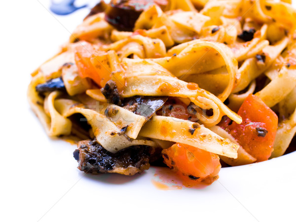 Spaghetti with aubergine Stock photo © ilolab