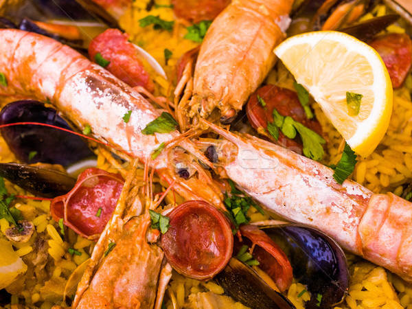 西班牙美食 蝦 米 食品 魚 商業照片 © ilolab