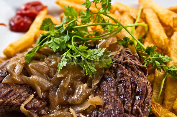 juicy steak beef meat with tomato and potatoes Stock photo © ilolab