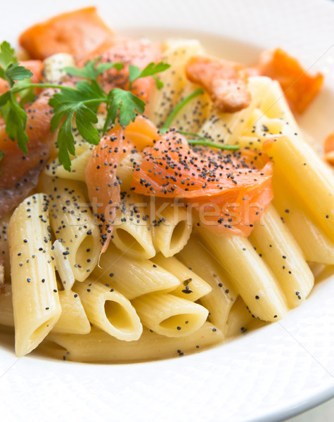 pasta and smoked salmon Stock photo © ilolab