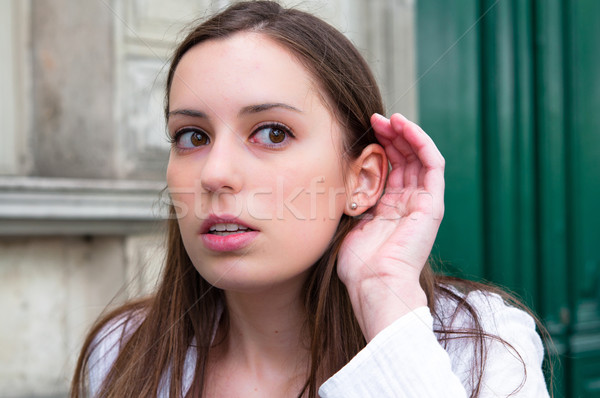 Relying on hand-ear listening the Good news  Stock photo © ilolab