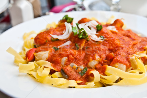 Stock photo: Pasta with Scallops Dinner Dish on a the table