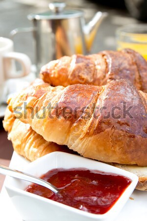 Stock photo: Breakfast with coffee and croissants