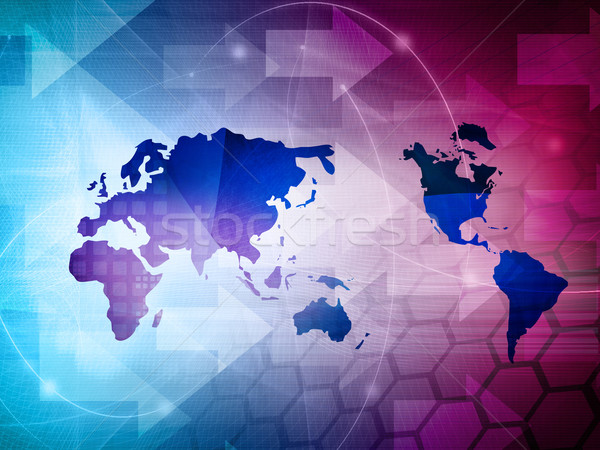 Wereldkaart technologie stijl perfect ruimte web Stockfoto © ilolab