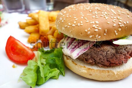 American cheese burger with fresh salad Stock photo © ilolab