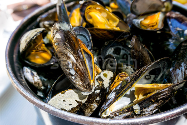 Mussel with white wine sauce on table  Stock photo © ilolab