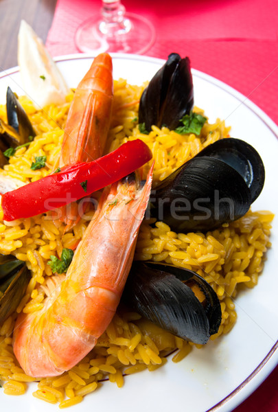 西班牙美食 蝦 米 食品 魚 商業照片 © ilolab