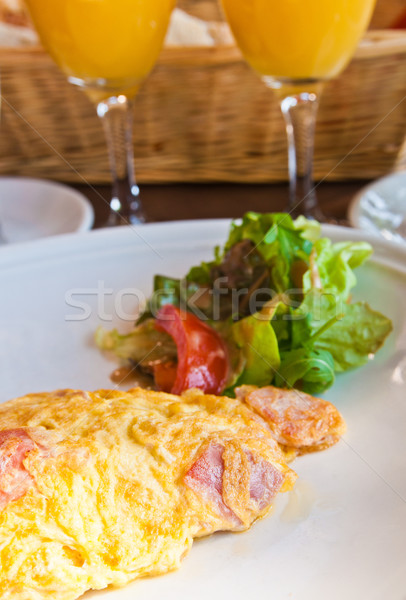 omelet with ham tomato and green salad Stock photo © ilolab
