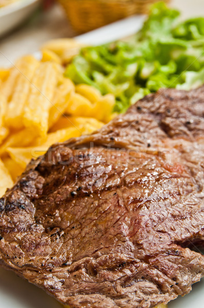 juicy steak beef meat with tomato and french fries  Stock photo © ilolab