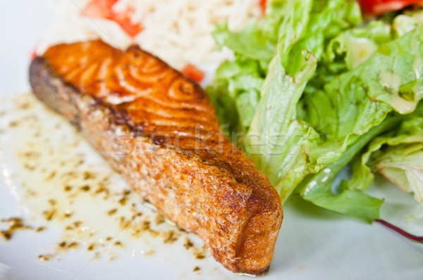 grilled salmon and lemon - french cuisine dish with tomato and s Stock photo © ilolab