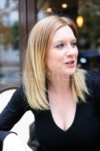 Outdoor portret jonge vrouw vrouwelijke cafe oog Stockfoto © ilolab