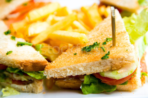 Stockfoto: Sandwich · kip · kaas · gouden