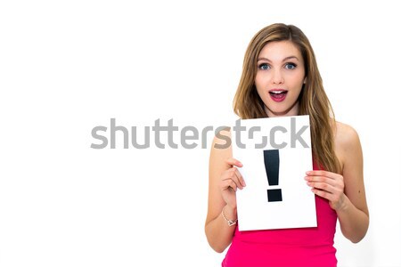  woman with board exclamation point  Stock photo © ilolab