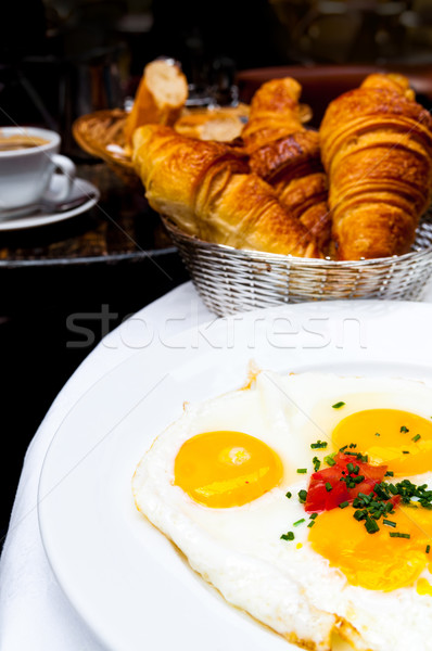 Előkészített tojás nap étel vacsora tányér Stock fotó © ilolab