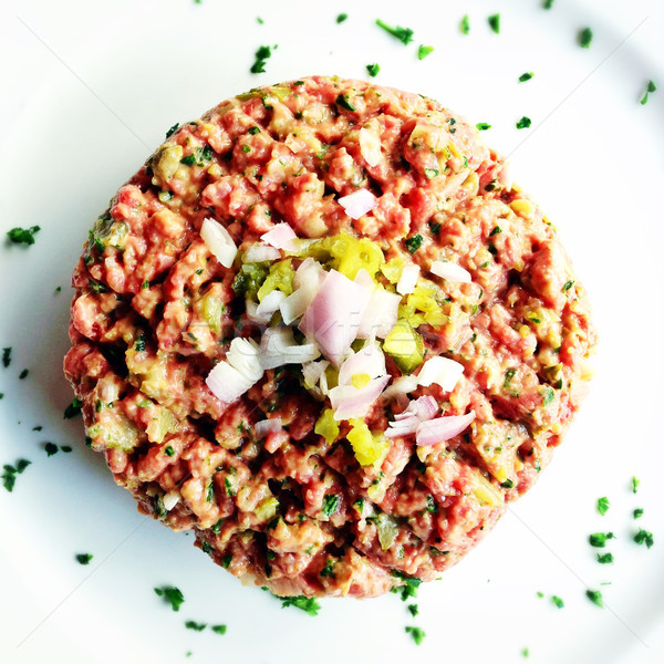 Foto stock: Saboroso · bife · carne · clássico · branco