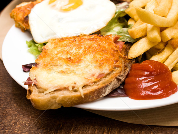 French Toasted Sandwich - croque madame Stock photo © ilolab