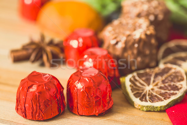 Chocolate mesa de madeira comida amor vermelho Foto stock © ilolab