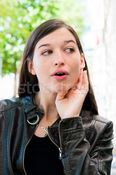 woman listening gossip Stock photo © ilolab