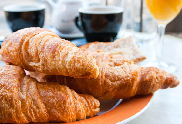 Breakfast with coffee and croissants Stock photo © ilolab