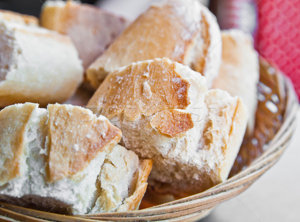 Stock photo: bread in basket - little roll breads in basket on table