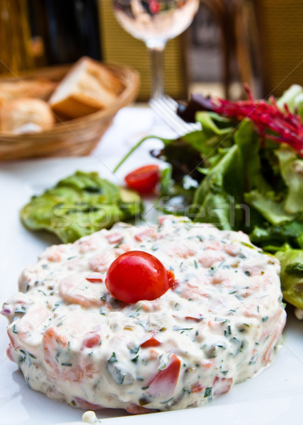 Fresh seafood salad with smoked salmon Stock photo © ilolab