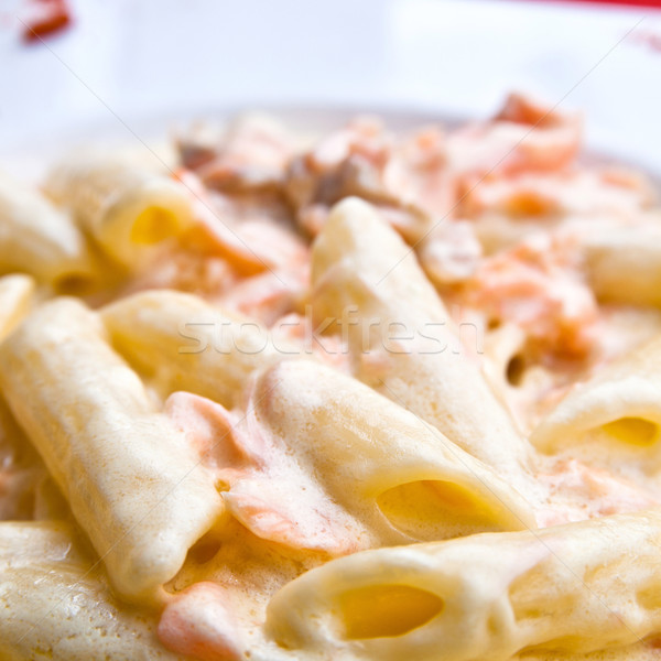 close-up of plate of pasta and smoked salmon Stock photo © ilolab