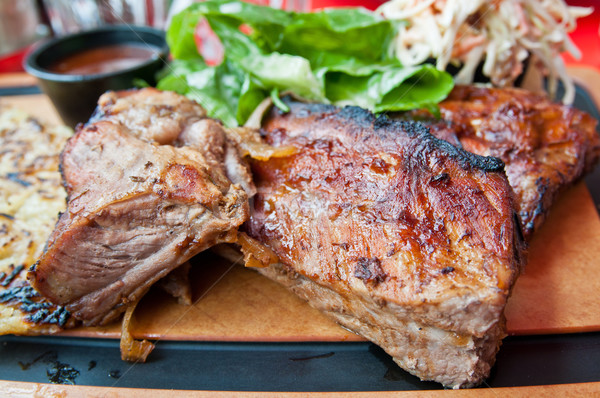 Stock photo: Grilled meat ribs