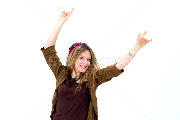 young woman with both arms on the air, Stock photo © ilolab