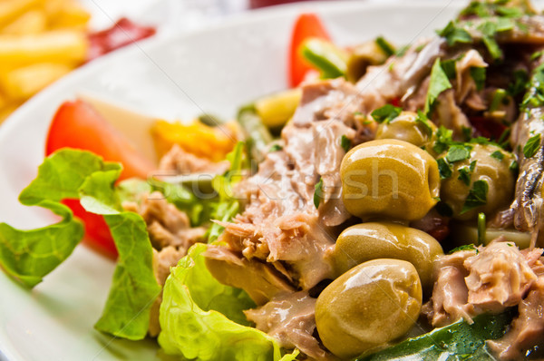 Fresh seafood salad with smoked salmon Stock photo © ilolab