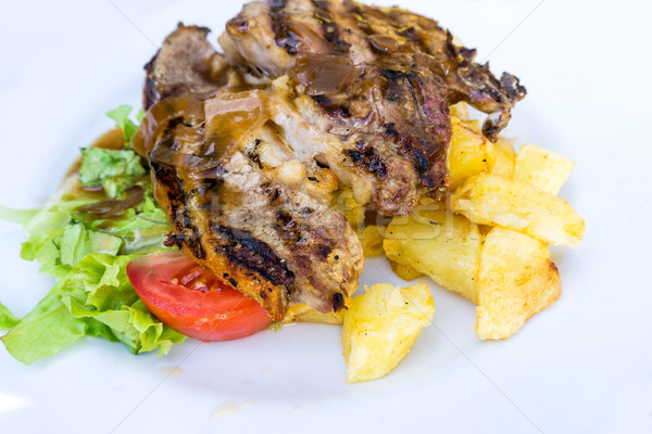 juicy steak beef meat with tomato and potatoes Stock photo © ilolab