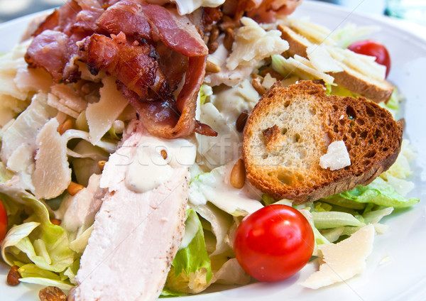 Foto stock: Fresco · salada · de · frango · tomates · comida · queijo · Óleo