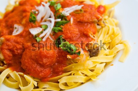 Pasta cena plato mesa hortalizas cocina Foto stock © ilolab