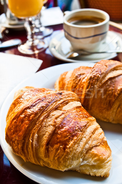 Breakfast with coffee and croissants on table Stock photo © ilolab