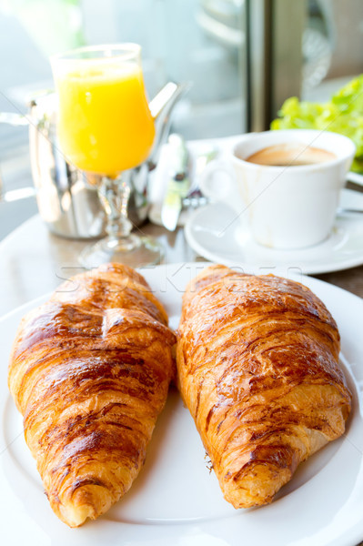 朝食 コーヒー クロワッサン バスケット 表 カップ ストックフォト © ilolab