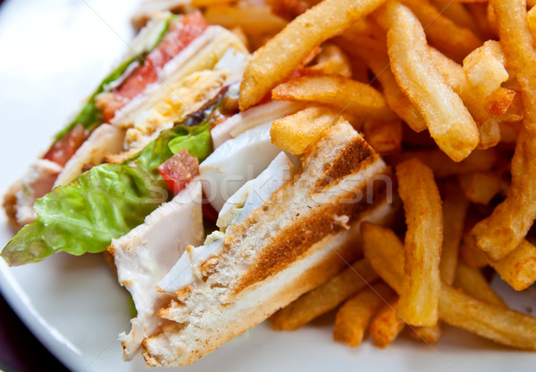 Sandwich poulet fromages or frites françaises pommes de terre [[stock_photo]] © ilolab