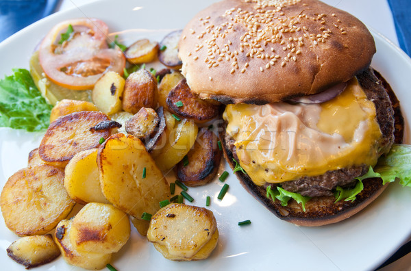 Foto stock: Queijo · burger · americano · fresco · salada · comida