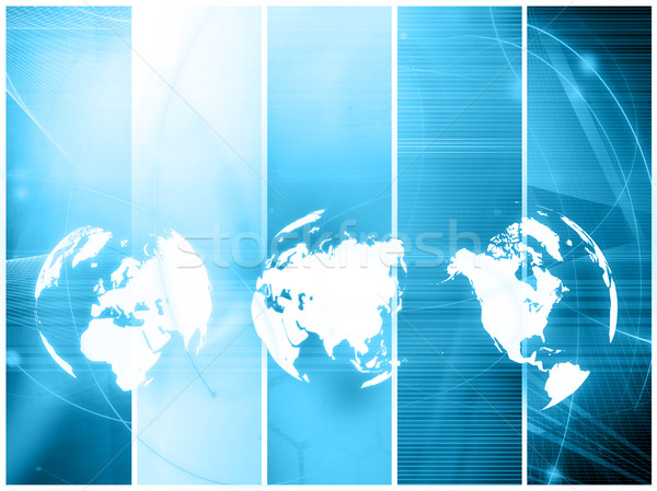 Hartă a lumii tehnologie stil albastru perfect spaţiu Imagine de stoc © ilolab